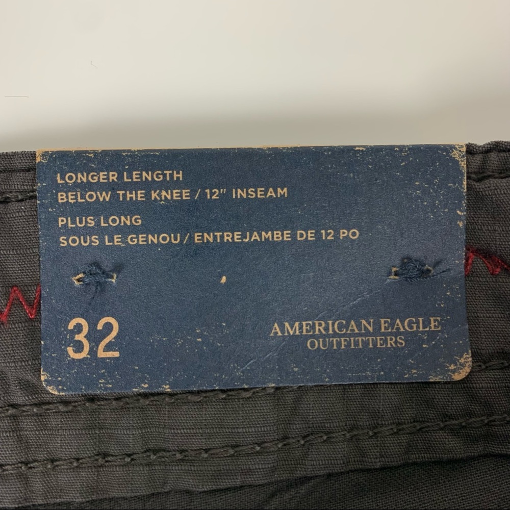 American Eagle Longer Length Cargo Shorts Gray Brown 100% Cotton Men’s Sz 32 NWT - Picture 5 of 16